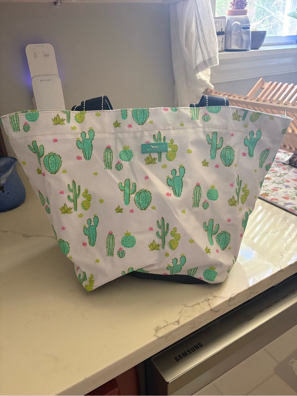 Scout Lunch Tote with Green Cactus Print